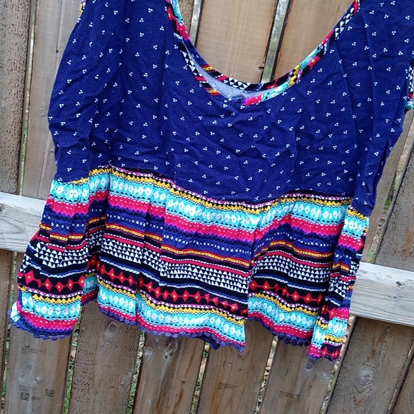 Empyre Boho Aztec Multi Color Flowy Tank Crop Top - Picture 11 of 11